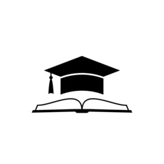 Graduated open book icon for web design isolated on white background