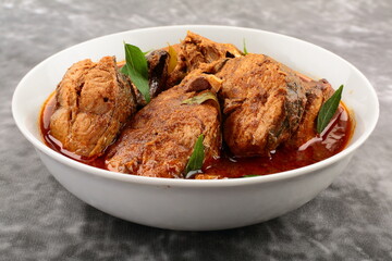 Homemade spicy fish curry ,cooked with exotic Indian spices.