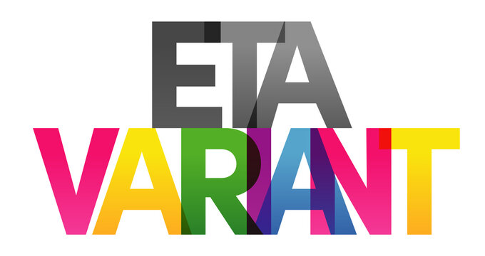ETA VARIANT Colored Vector banner. Corporate concept. Gradient Text. Transparency Letters rainbow text. Vector illustration
