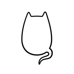 Speech bubble in the shape of a cat. Empty cute speech bubble with cat ears and tail. Linear vector illustration isolated on white background.