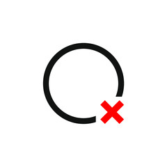 circle with an X in the bottom corner