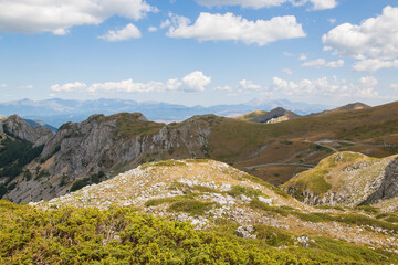Panoramic view from mount Terminillo in the summer season located in Apennine range, central Italy, Lazio