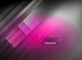 Bright neon color techno abstract background, shiny glowing neon lines in the dark background