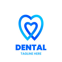 Dental logo design template. Abstract tooth and heart. Stock vector illustration.