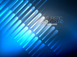 Bright neon color techno abstract background, shiny glowing neon lines in the dark background
