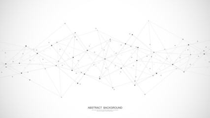 Abstract low poly background with connecting the dots and lines. Networking concept, internet connection and global communication