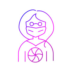 Cyberpunk woman with mask outline icon. Science fiction, game, confrontation between humans and robot