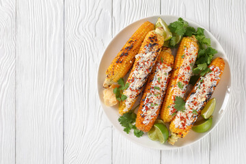 Elote, Grilled Mexican Street Corn on a plate