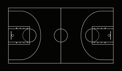 Basketball field drawing. vector illustration