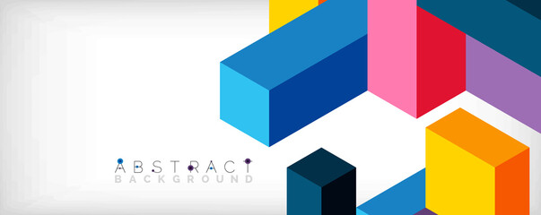 Abstract background. 3d cubes, cubic elements and blocks. Techno or business concept for wallpaper, banner, background, landing page
