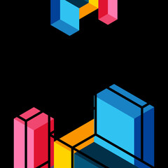 Abstract background. 3d cubes, cubic elements and blocks. Techno or business concept for wallpaper, banner, background, landing page