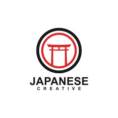 torii logo japanese culture, template deign vector icon illustration.