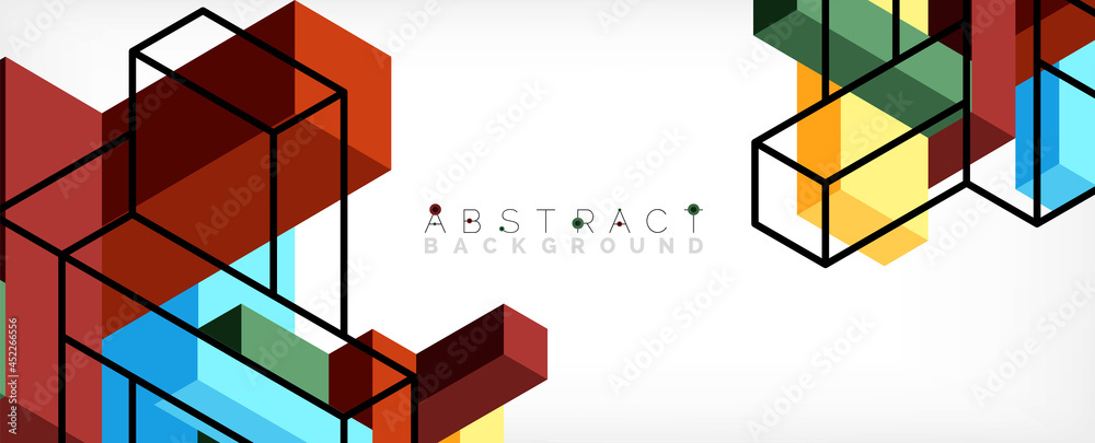 Poster abstract background. 3d cubes, cubic elements and blocks. techno or business concept for wallpaper, 