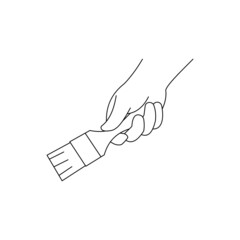 hand drawing holding a brush, design vector icon illustration.