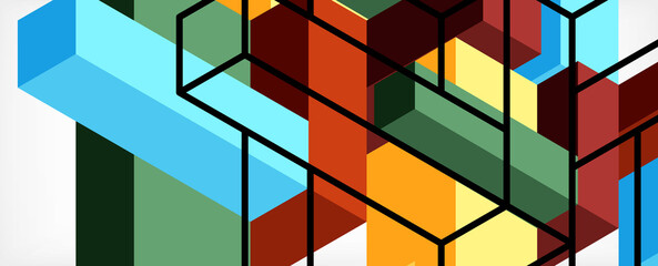 Abstract background. 3d cubes, cubic elements and blocks. Techno or business concept for wallpaper, banner, background, landing page