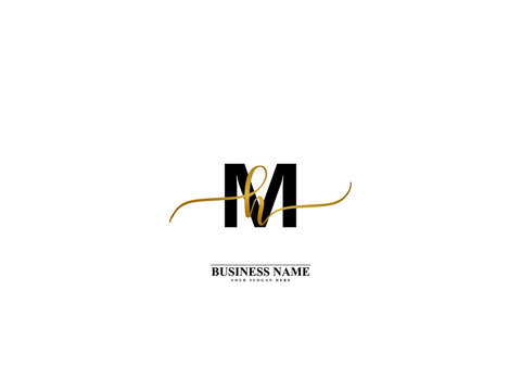 Letter MH Logo, creative mh hm signature logo for wedding, fashion, apparel and clothing brand or any business