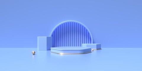 3D rendering of blue geometry background