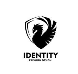 Phoenix shield monogram logo vector