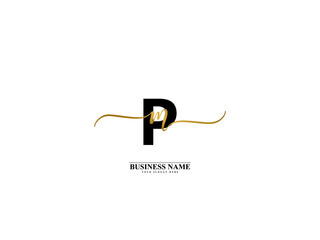 Letter PM Logo, creative pm mp signature logo for wedding, fashion, apparel and clothing brand or any business - obrazy, fototapety, plakaty