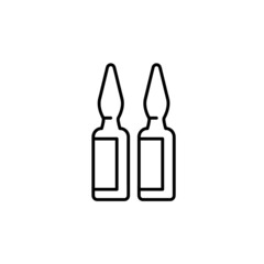 Ampoule flat icon. Pictogram for web. Line stroke. Isolated on white background. Vector eps10