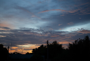 Sky and clouds at sunset. it is beautiful red and orange colors of sunrise or sunset.