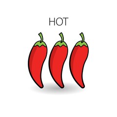 Chili pepper level labels concept. Vector spicy food mild and extra hot sauce, chili pepper red. Chili icon.