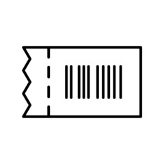 Ticket icon. Flat pictogram for web. Line stroke. Simple symbol isolated on white background. Outline vector eps10
