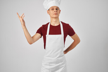 man chef's clothes gesturing with hand professional work