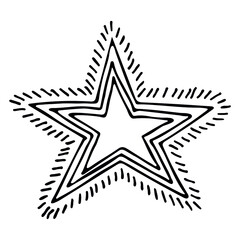 Vector hand drawn star isolated on white background. Cute doodle star illustration. For print, web, design, decor, logo. 
