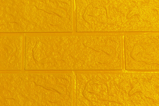 The Yellow Gold  Wallpaper Texture Has An Abstract Roughness And Brick Wall Pattern For The Background.