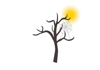 Halloween illustration，Illustration of dead tree and moon