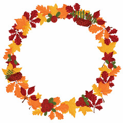 Naklejka na ściany i meble Banner with colorful autumn leaves. Vector cartoon style