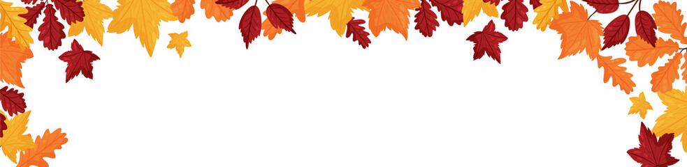 Banner with colorful autumn leaves. Vector cartoon style