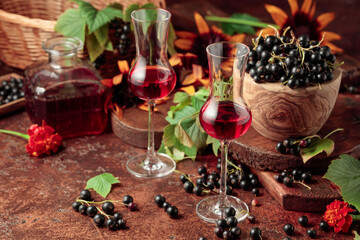 Black currant liquor and ripe juicy berries.