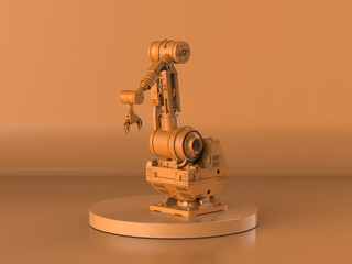 yellow robotic arm on yellow background