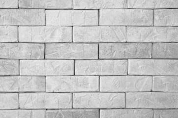 empty white with gray brick wall or floor with table loft and retro style on top view for texture background and vintage wallpaper or interior and exterior clean construction