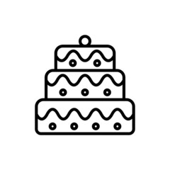Layered cake thin line icon, wedding dessert. Modern vector illustration