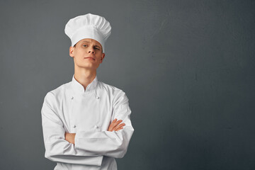 male chef professionals restaurant kitchen cooking dark background