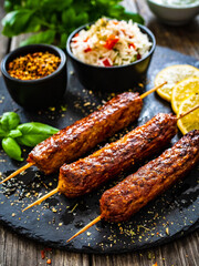 Cevapcici - Balkan shashlik with jasmine rice, tzatziki and lemon