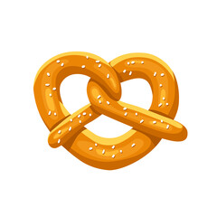 Bavarian pretzel on a white isolated background. Vector illustration. icon. Cartoon - obrazy, fototapety, plakaty
