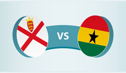 Jersey versus Ghana, team sports competition concept. Round flag of countries.
