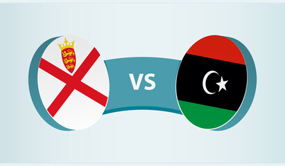 Jersey versus Libya, team sports competition concept. Round flag of countries.