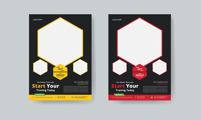 A4 fitness flyer template layout red & yellow flyer template 