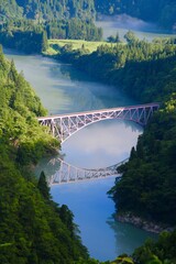 Obraz premium 只見線・第1橋梁（福島県・三島町）
