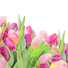 Beautiful watercolor roses and peony flowers