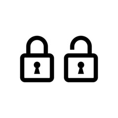 Set of Simple Lock and Unlock Icon Illustration Design, Flat Lock and Unlock Symbol Template Vector