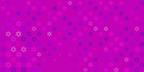 Obraz premium Dark purple, pink vector pattern with coronavirus elements.