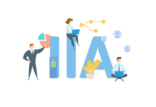 IIA, Institute of Internal Auditors. Concept with keyword, people and icons. Flat vector illustration. Isolated on white.