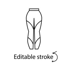 Stretching leggings outline icon. Homewear and sleepwear. Customizable linear contour symbol