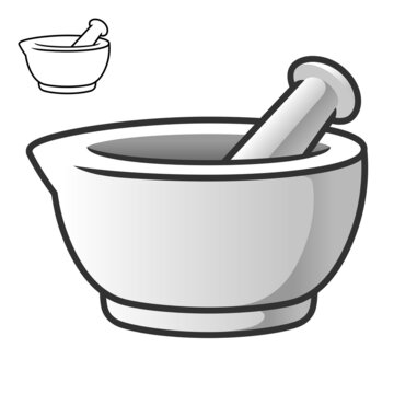 recommend clip art: Medical Mortar and Pestle with Line Art Drawing
